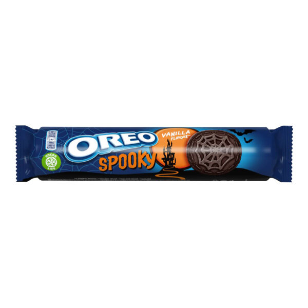 بیسکویت شکلاتی اورئو مدل Spooky با طعم وانیل - oreo spooky vanilla flavour 154g