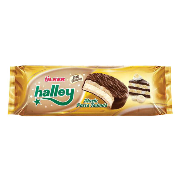 والس کرمدار شکلاتی اولکر مدل هالی با طعم موز - ulker halley muzlu sandvic biskuvi 210g