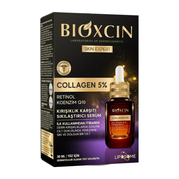 سرم ضد چروک و سفت کننده پوست بیوکسین حاوی 5% کلاژن مناسب انواع پوست 30 میل - Bioxcin Skin Expert Collagen 5 Kirisiklik Karsiti Sikilastirici Serum 30ml