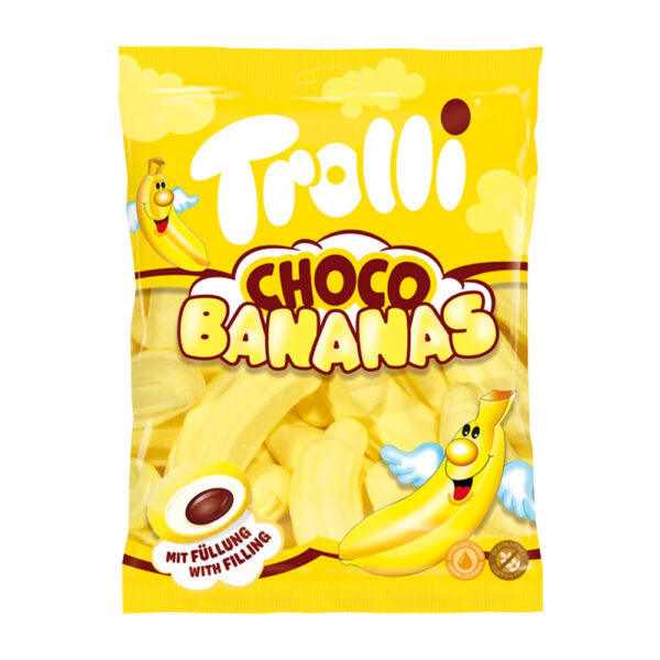 مارشمالو ترولی موز با مغز شکلاتی وزن 150 گرم ( بسته 8 عددی ) - trolli choco bananas 150g