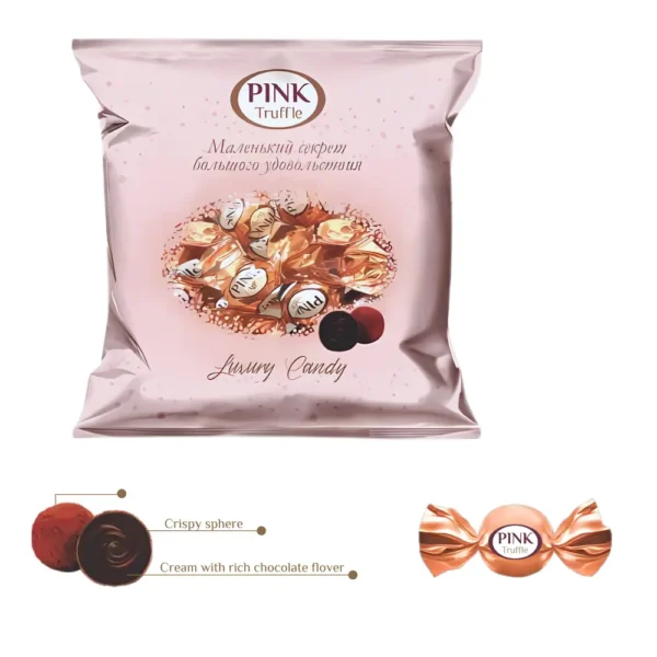 شکلات پذیرایی ترافل پینک با مغز کرم شکلاتی وزن 500 گرم - Pink Truffle Chocolate Cream Filled 01